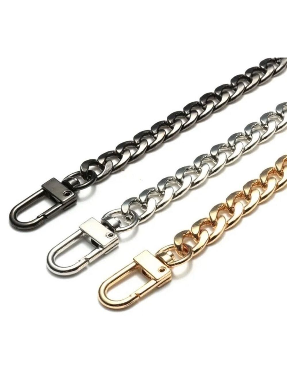 Silver, GOLD, BLACK LOBSTER CLAW REPLACEMENT PURSE CHAIN SHOULDER STRAP 46”